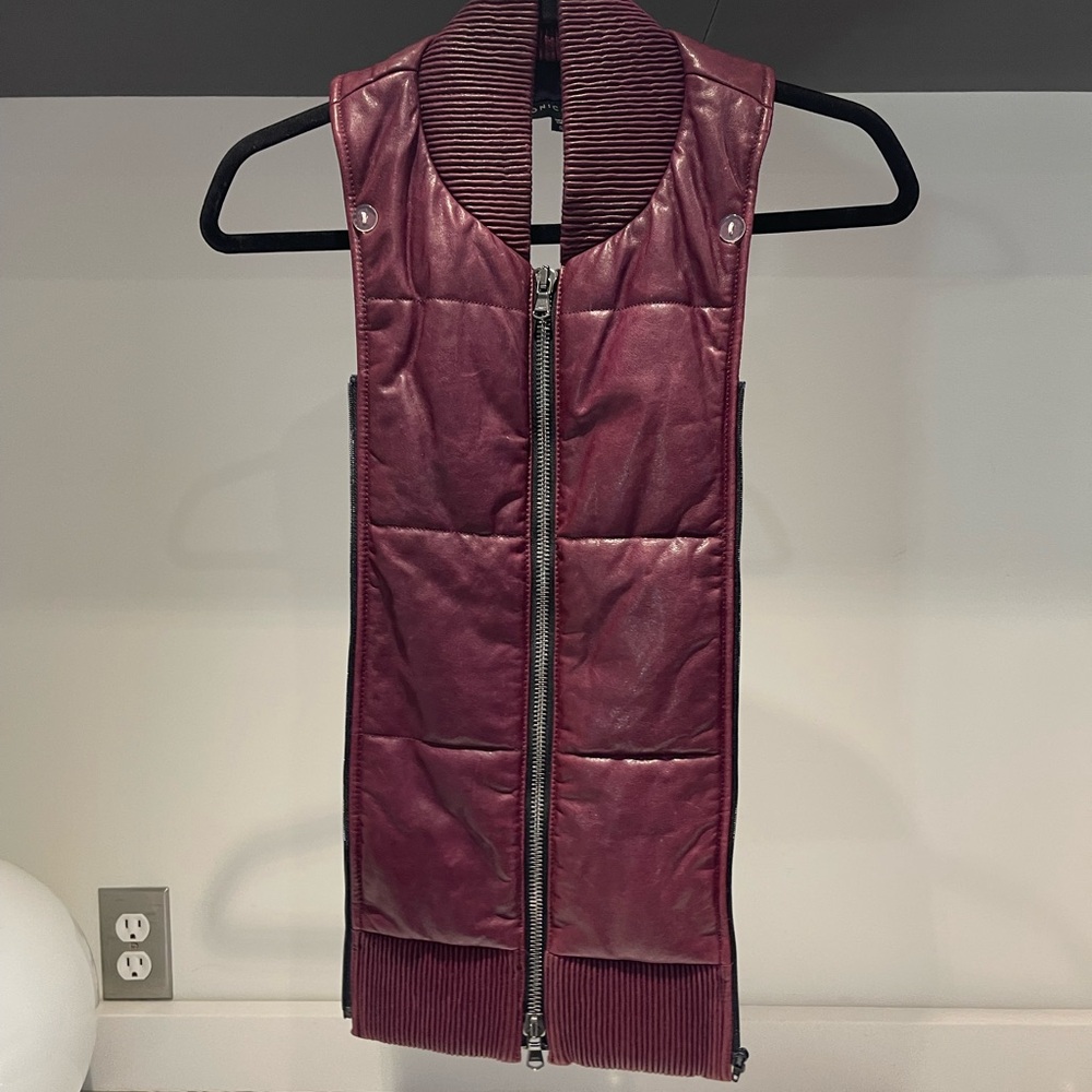 $438 Veronica Beard Maroon Genuine  Leather Puff Dickey jacket insert, gorgeous!